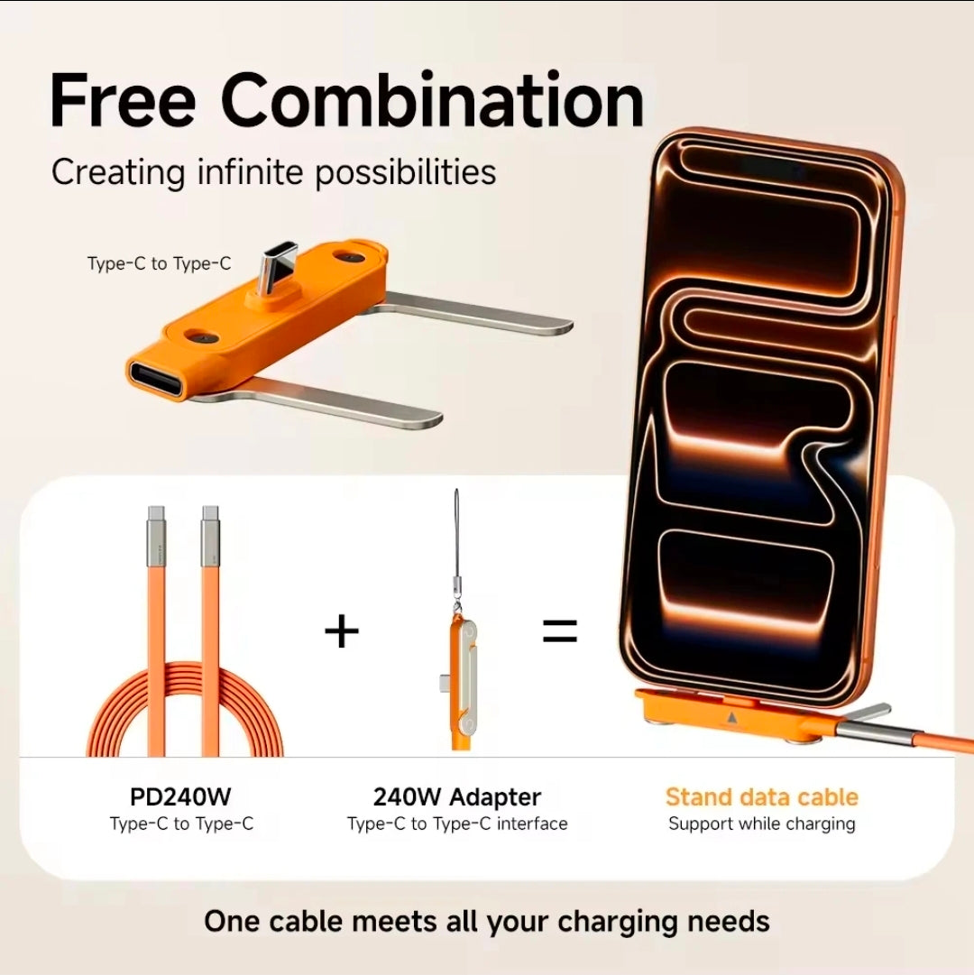 Câble de données detachable 2 en 1 avec support pliable