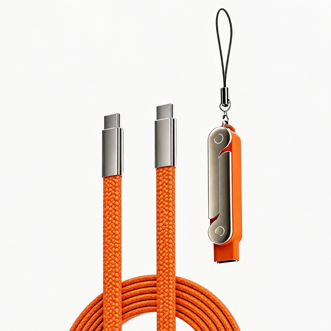 Câble de données detachable tressé 2 en 1 avec support pliable