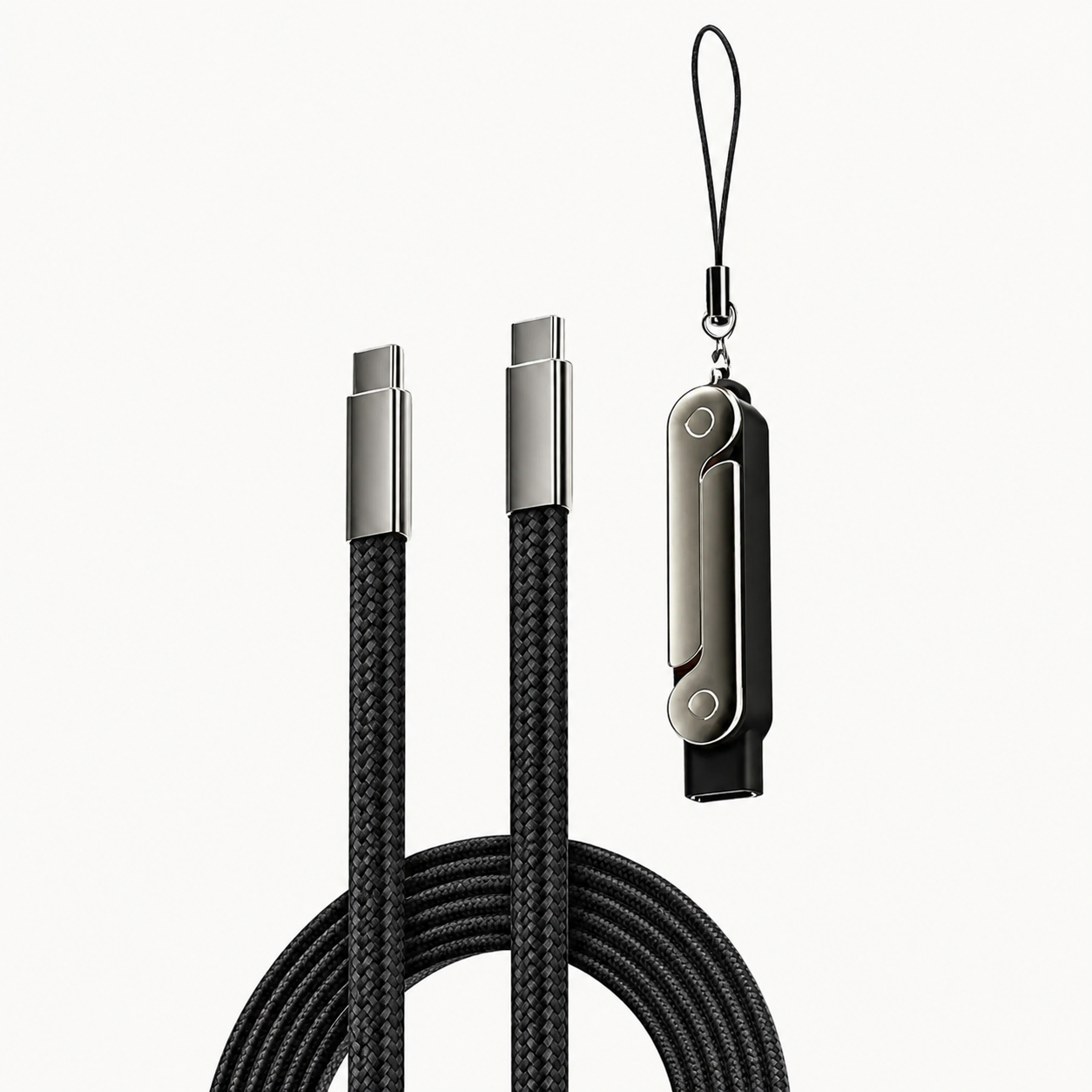 Câble de données detachable tressé 2 en 1 avec support pliable